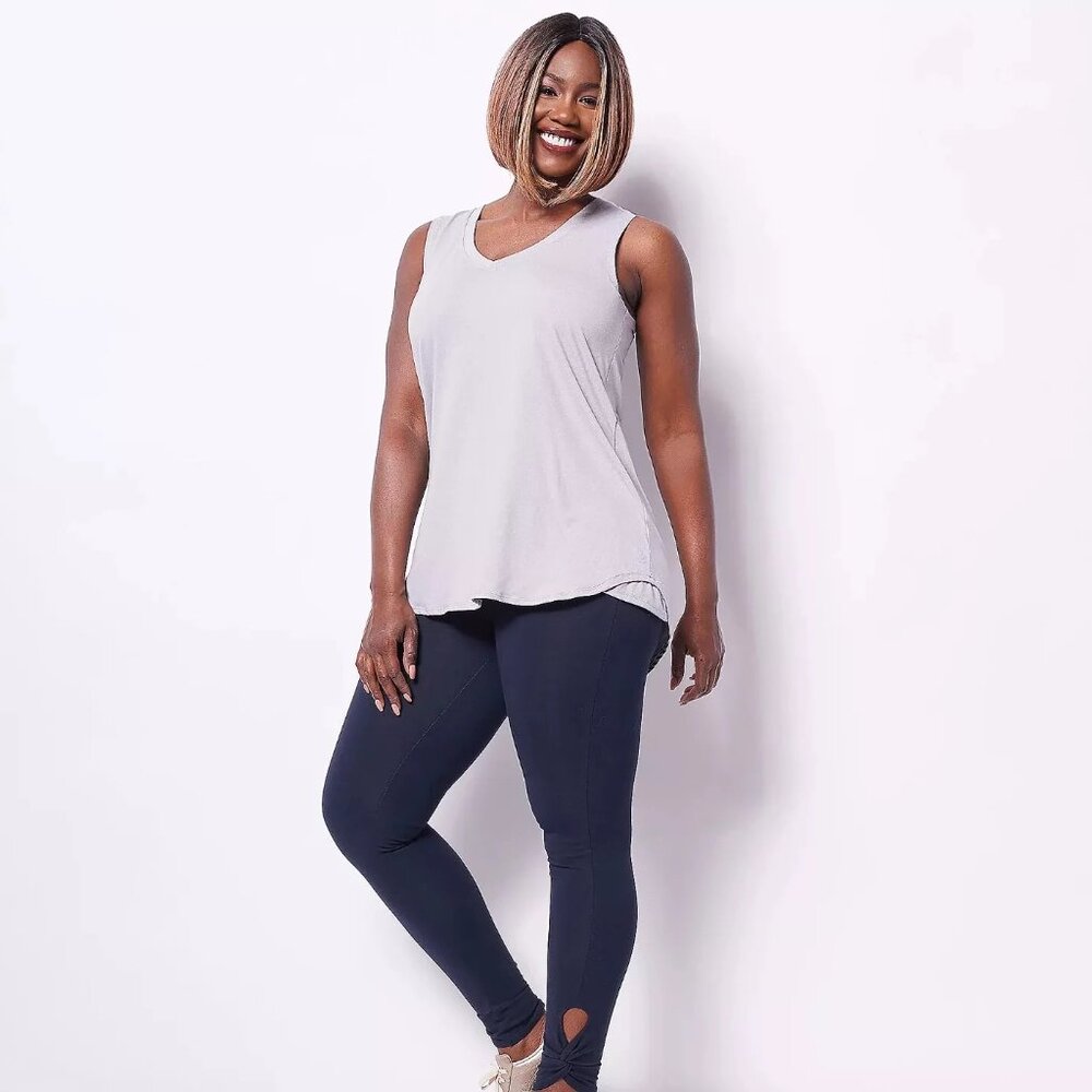 Women with Control Petite XS Tummy Control Legging Ankle Twist Blue PXS A489367